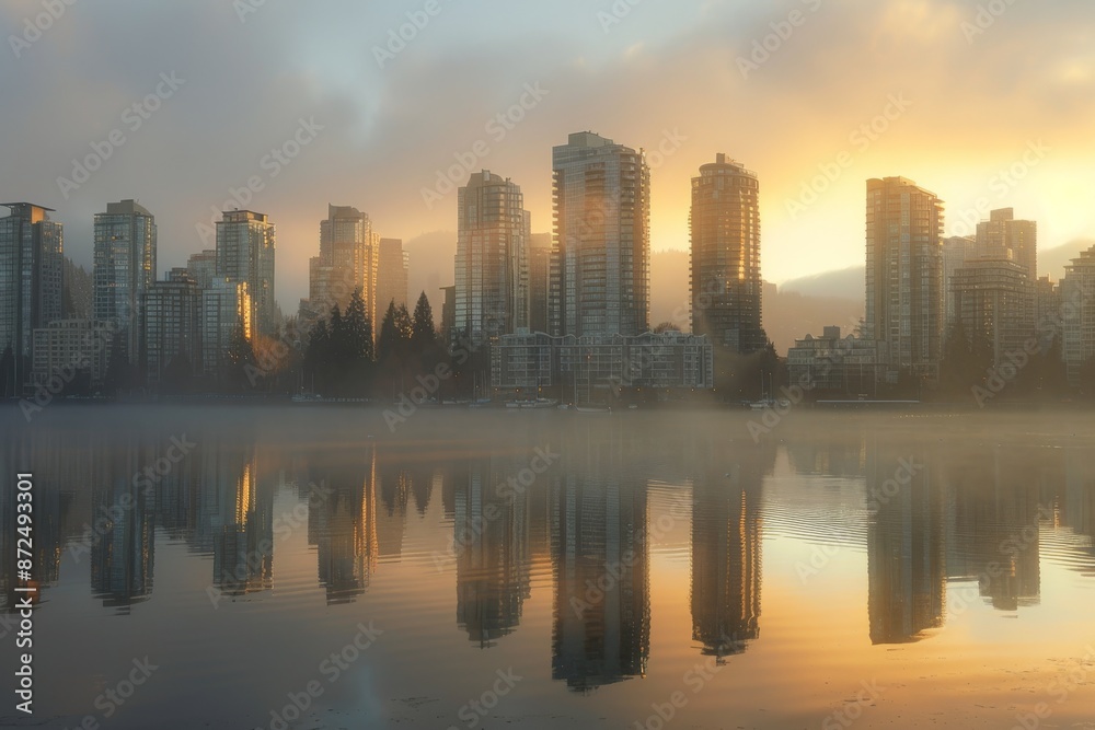 Sunrise Reflection on City Skyline Sunrise Reflection on City Skyline
