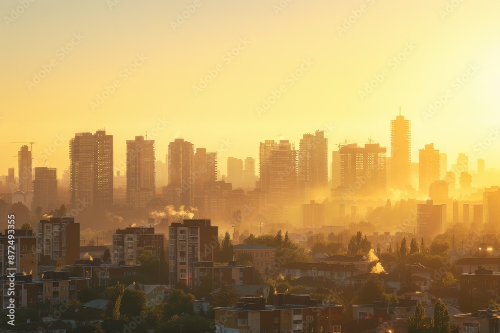 Golden Hour Skyline Over a City Golden Hour Skyline Over a City