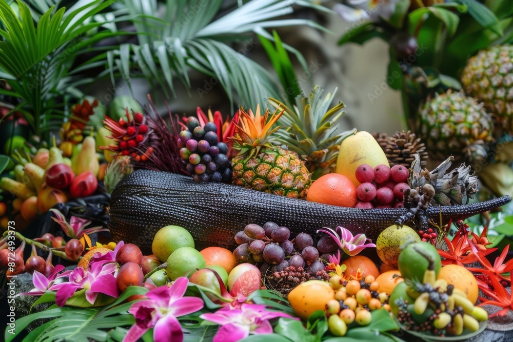 Tropical Fruit Abundance in a Lush Setting Tropical Fruit Abundance in a Lush Setting