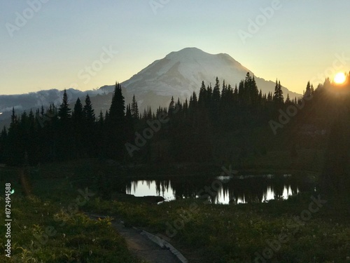 sunset in the mountains photo