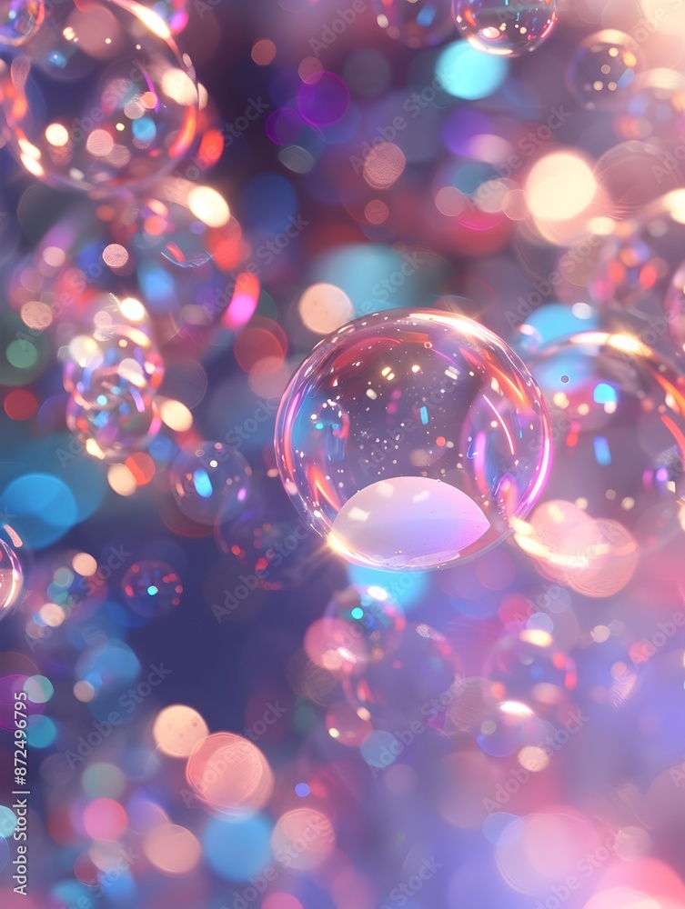 Radiant Soap Bubble Spheres Illuminating a Captivating Abstract Dreamscape of Vibrant Lights and Radiant Soap Bubble Spheres Illuminating a Captivating Abstract Dreamscape of Vibrant Lights and