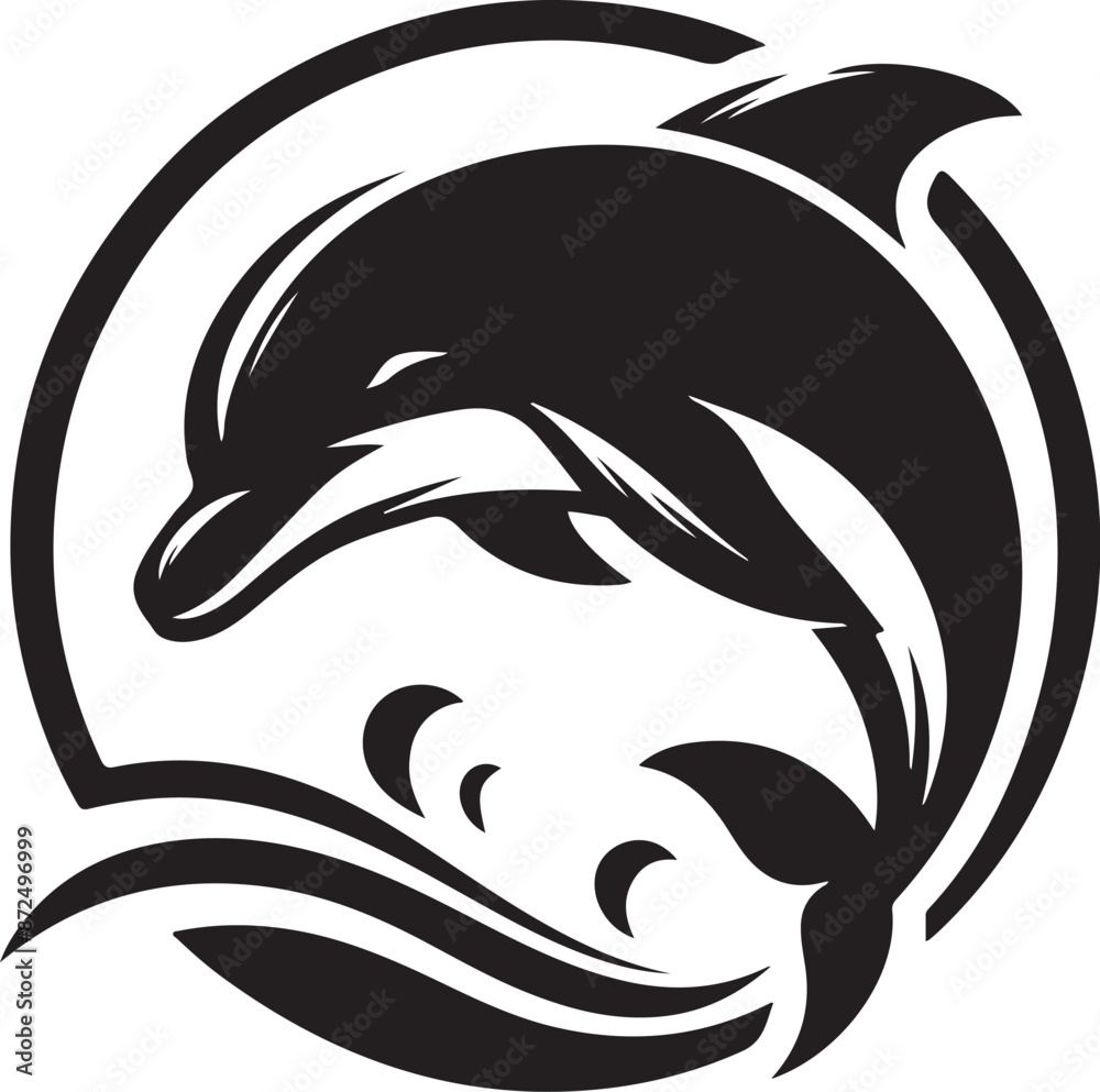 Obraz premium Ocean's Playful Spirits: Vector Dolphin Illustrations