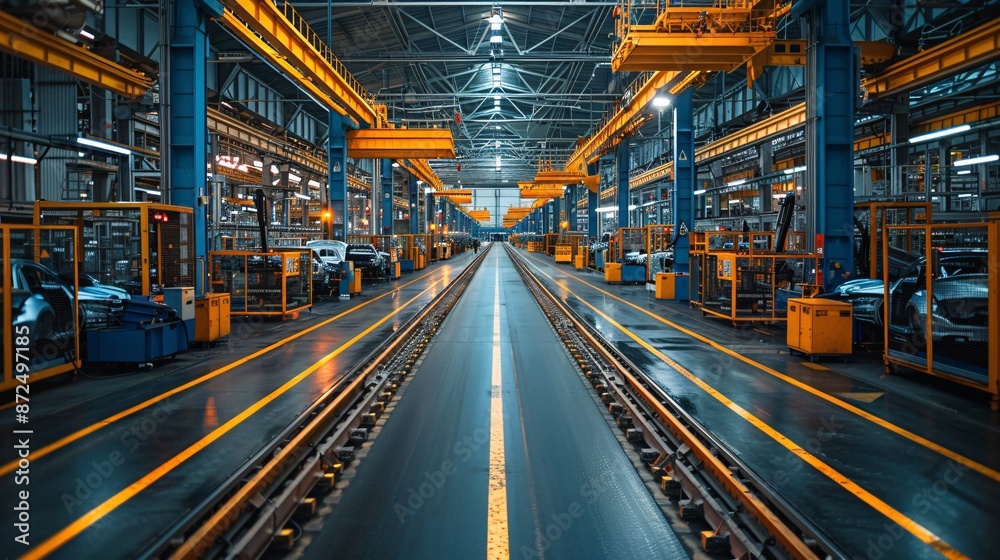 Fototapeta premium Modern Car Manufacturing Plant Interior