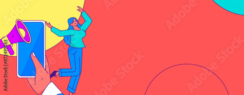 Virtual characters social communication concept business flat vector hand drawn illustration

