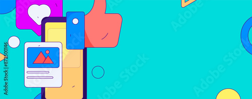 Virtual characters social communication concept business flat vector hand drawn illustration
