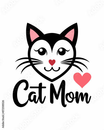 Cat mom, Typography T-shirt Design Vector Art illustration for Mother's Day, mom, mama