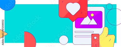 Virtual characters social communication concept business flat vector hand drawn illustration
