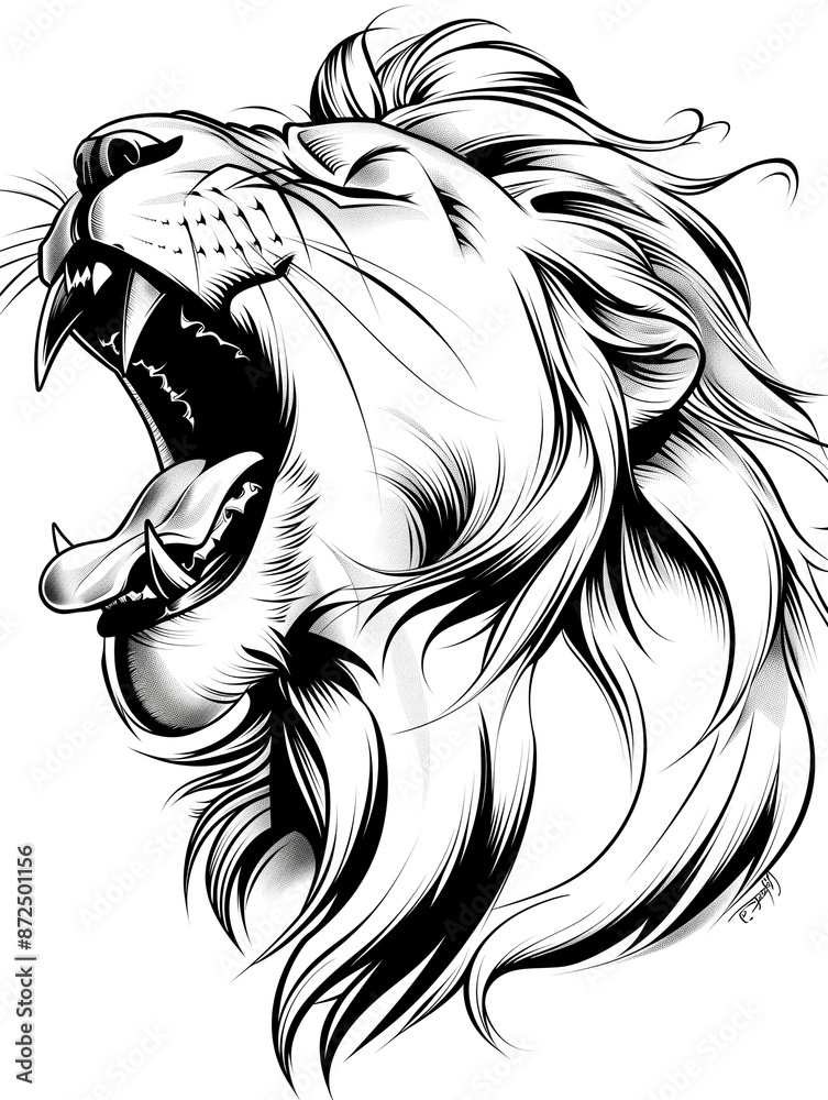 custom made wallpaper toronto digitalA lion with its mouth wide open, showing its teeth