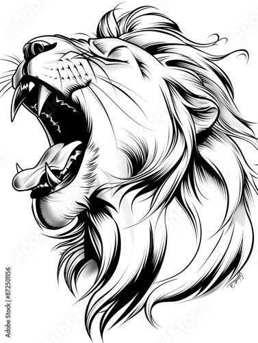 Wallpaper Mural A lion with its mouth wide open, showing its teeth Torontodigital.ca