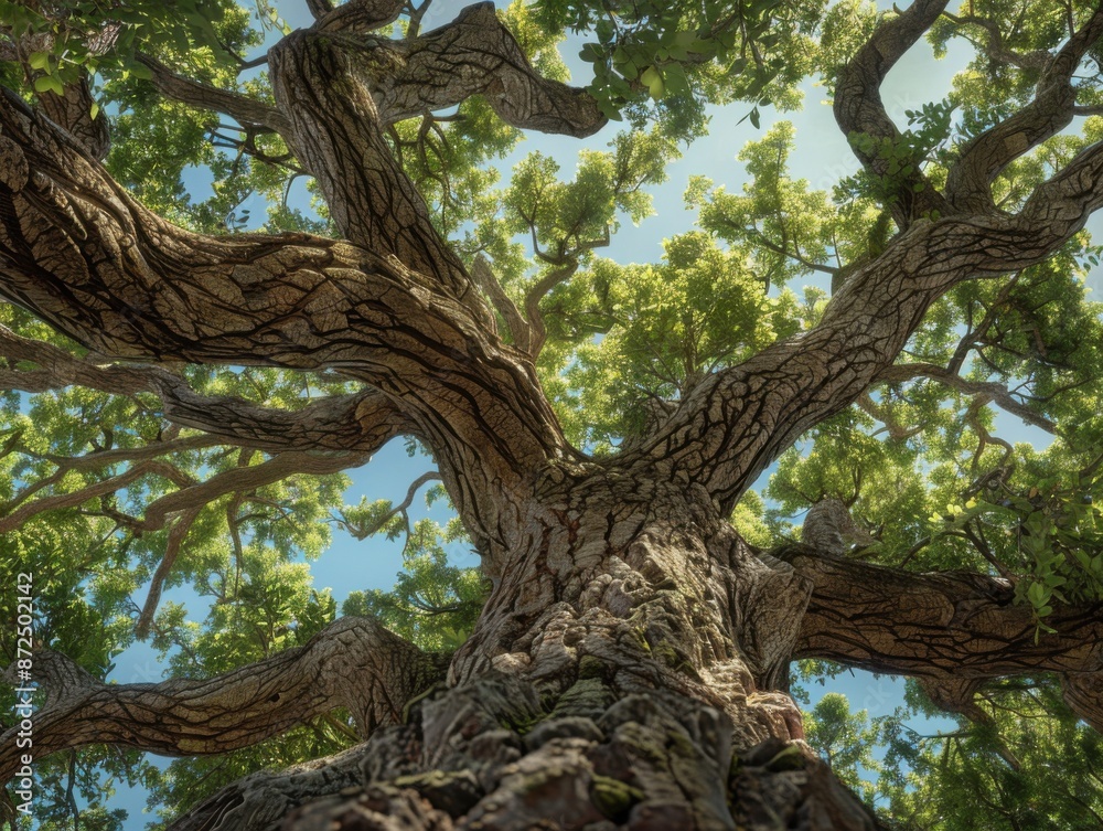 Photorealistic CG 3D render of an ancient oak tree Photorealistic CG 3D render of an ancient oak tree