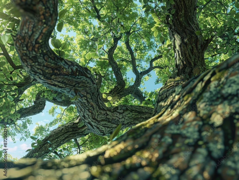 Photorealistic CG 3D render of an ancient oak tree Photorealistic CG 3D render of an ancient oak tree