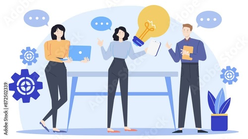 business people working in office illustration isolated on white background animated video