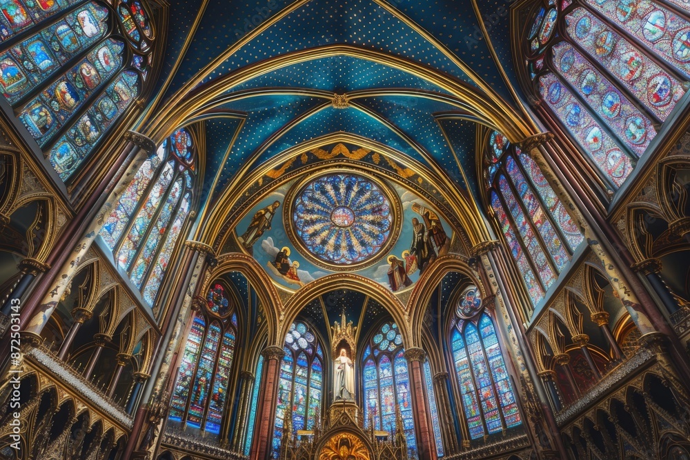 Obraz premium Stained Glass Interior of a Church