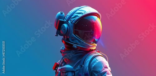 Two Astronauts in Space Suits Against a Blue Sky Background