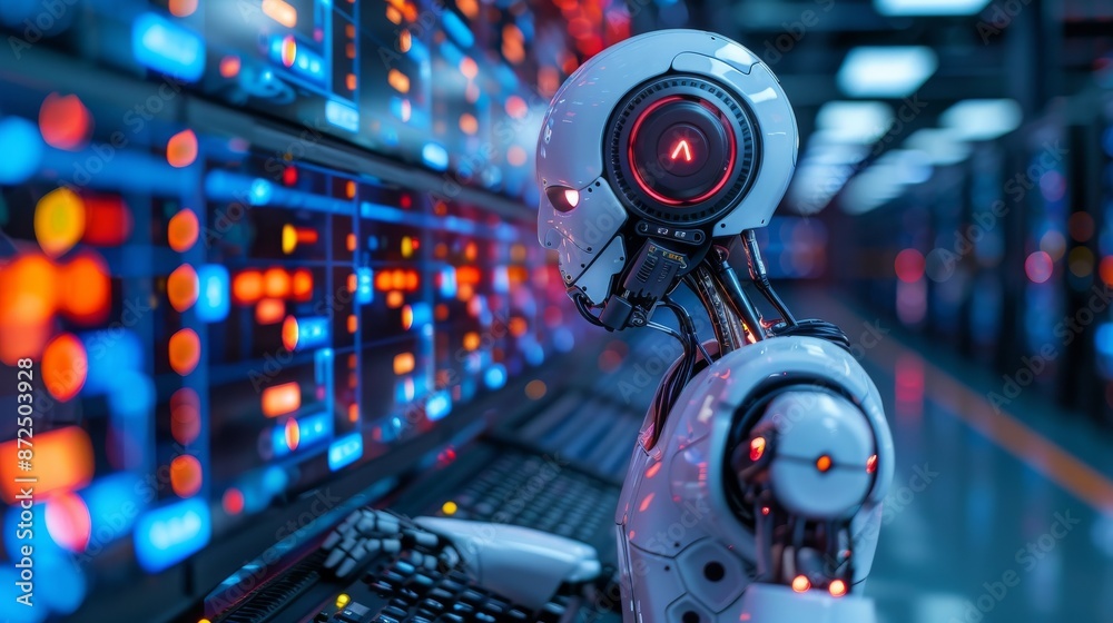 Advanced AI system identifying and mitigating cyber risks in real-time, showcasing the cutting-edge technology of artificial intelligence in cybersecurity Advanced AI system identifying and mitigating cyber risks in real-time, showcasing the cutting-edge technology of artificial intelligence in cybersecurity