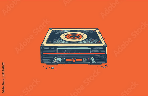 Cassette logo vector icon illustration vintage style