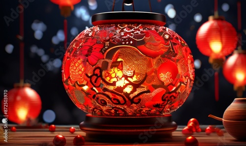 red christmas ball on the table