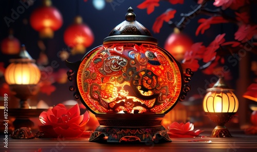 christmas lantern with candles