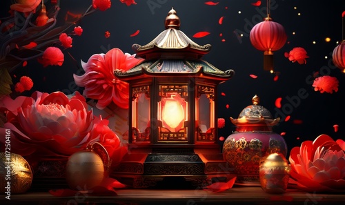 chinese temple lantern photo