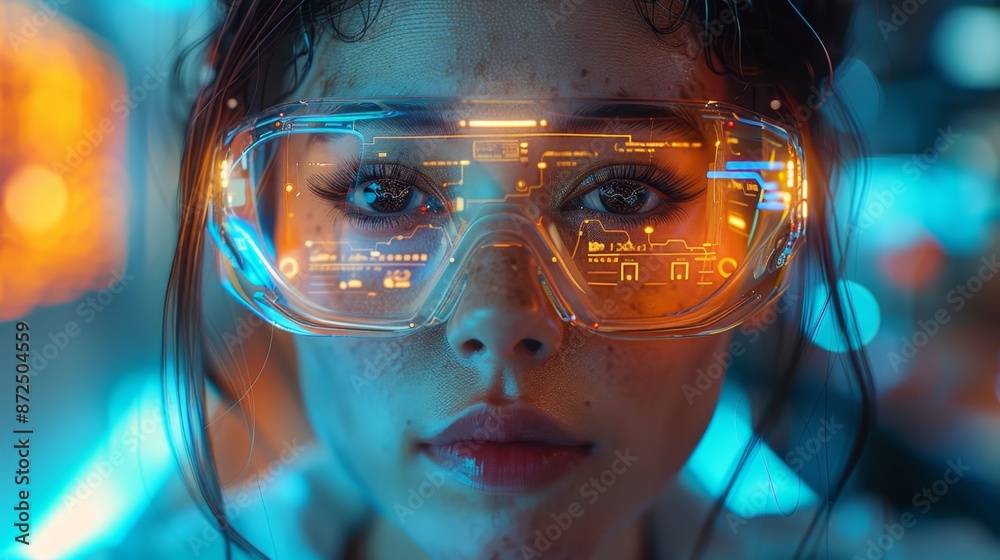 Futuristic Woman with AR Glasses - Generative AI