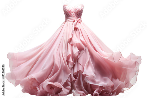 Pink dress watercolor on transparent background
