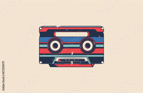 Cassette logo vector icon illustration vintage style