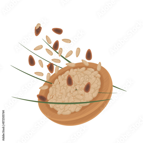 Vector illustration logo Clip art pine nuts levitation