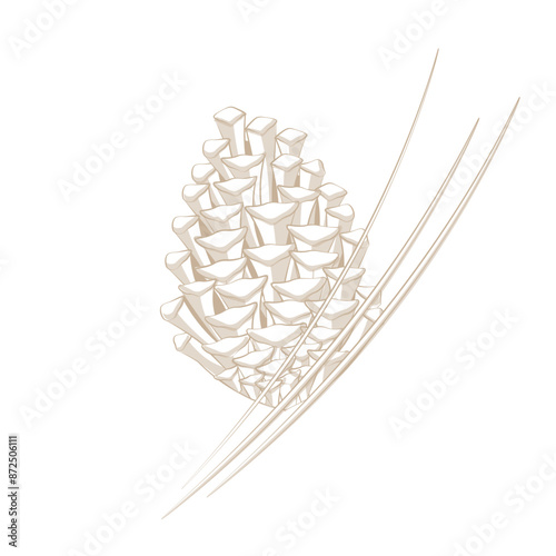 Vector illustration logo Simple line art raw pine nuts or pine cone