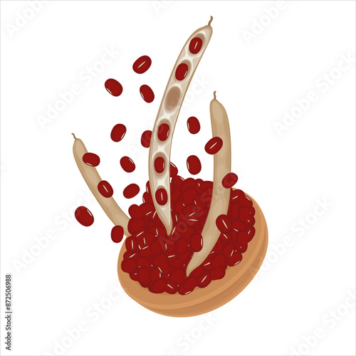 Vector illustration logo Clip art Levitation Red adzuki Azuki beans Or red beans