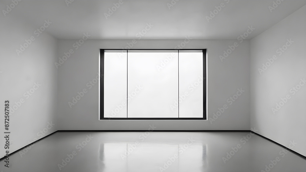 An empty room with a minimalist photo window. An empty room with a minimalist photo window.