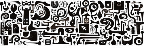 Wallpaper Mural Variation of Abstract DZ Symbols: A Study in Geometric Design and Contrast Torontodigital.ca