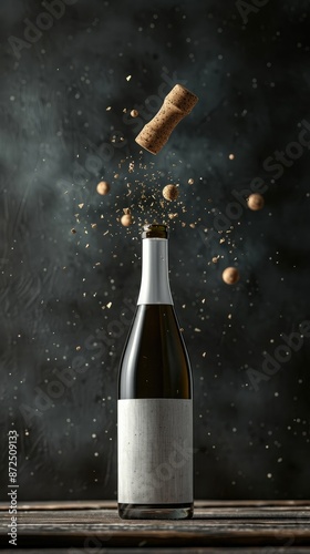 Champagne Bottle Uncorking Explosion Celebration Bubbles Sparkling Wine Festive Party