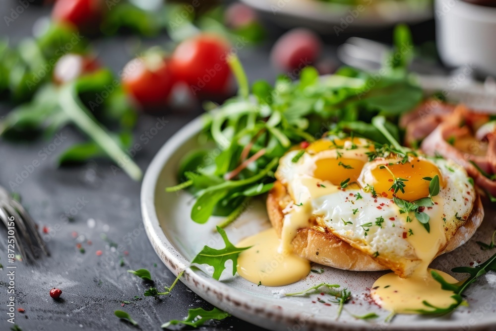 Eggs Benedict with Hollandaise Sauce and Arugula Eggs Benedict with Hollandaise Sauce and Arugula