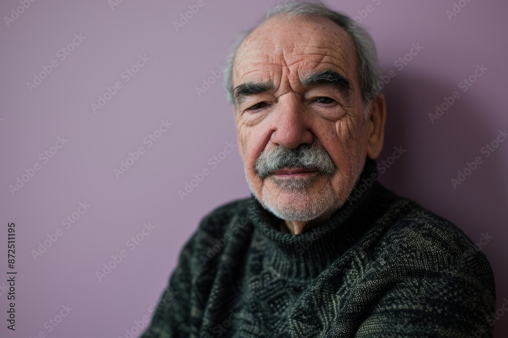Portrait of an old man with a gray beard on a purple background Portrait of an old man with a gray beard on a purple background