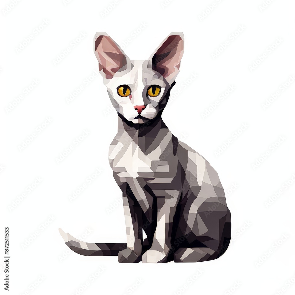 A cornish-rex cat pixel icon design on white background. A cornish-rex cat pixel icon design on white background.