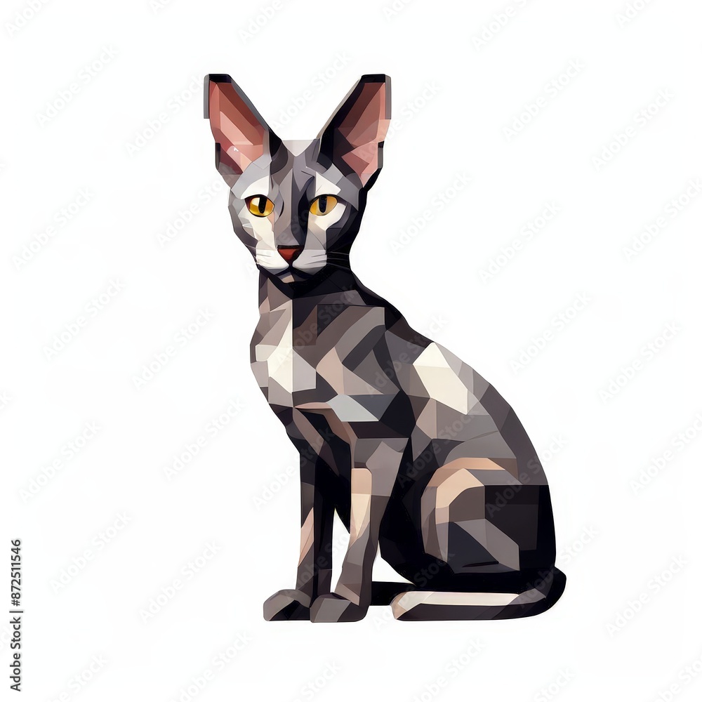 A oriental-shorthair cat pixel icon design on white background. A oriental-shorthair cat pixel icon design on white background.