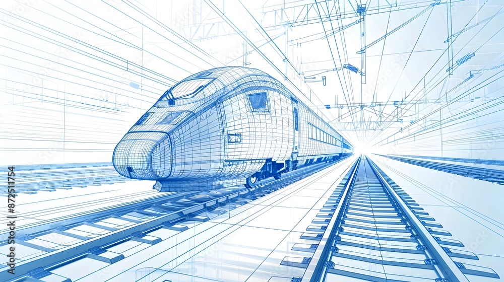 Minimalist Infographic of High Speed Train Component Manufacturing Blueprints Minimalist Infographic of High Speed Train Component Manufacturing Blueprints