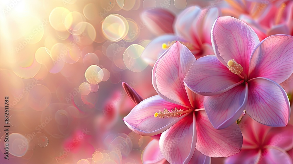 Pink Plumeria Flowers with Bokeh Background Pink Plumeria Flowers with Bokeh Background