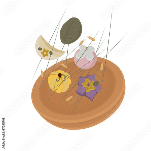 Vector illustration logo clip art levitation Delicious Songpyeon 