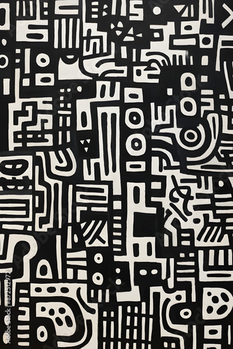 Wallpaper Mural Variation of Abstract DZ Symbols: A Study in Geometric Design and Contrast Torontodigital.ca