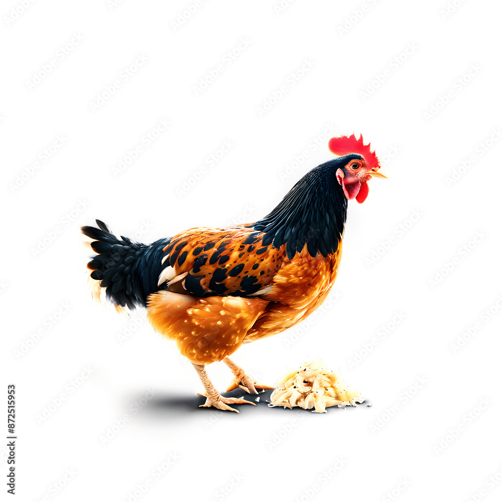 Fototapeta premium Chicken isolated on transparent PNG background.