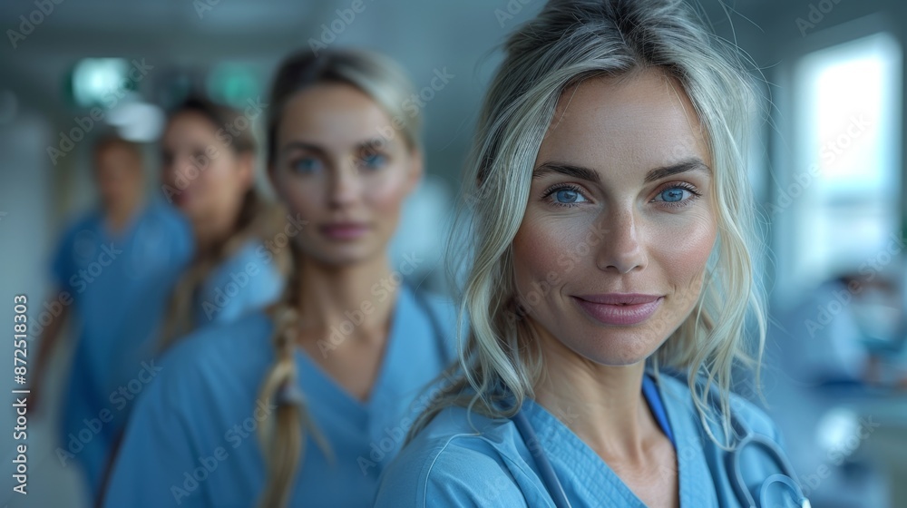 Medical Team of Nurses in Hospital Corridor Generative AI Medical Team of Nurses in Hospital Corridor Generative AI