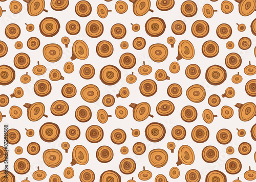 Seamless pattern with wooden rings. Abstract background of circular wood texture planks. Vector illustration.