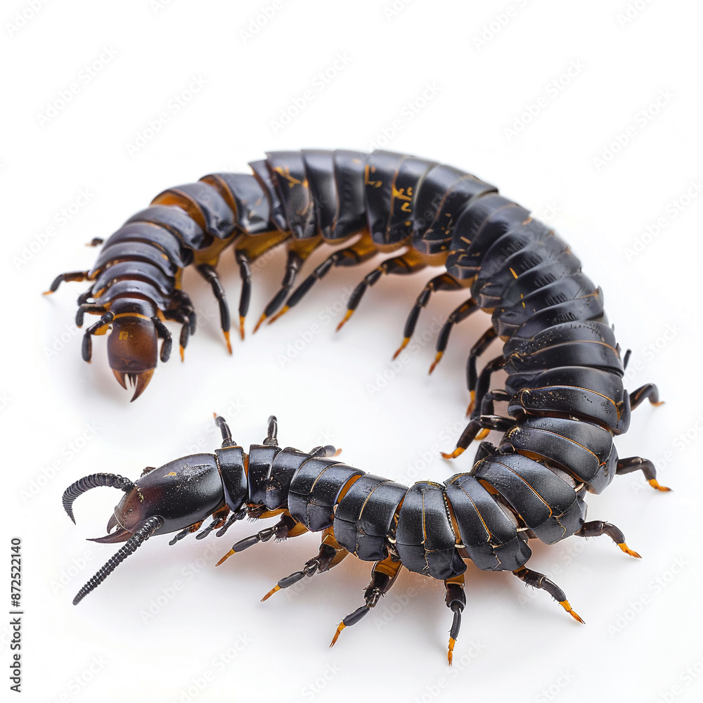 Fototapeta premium Magnificent centipede crawling on white background