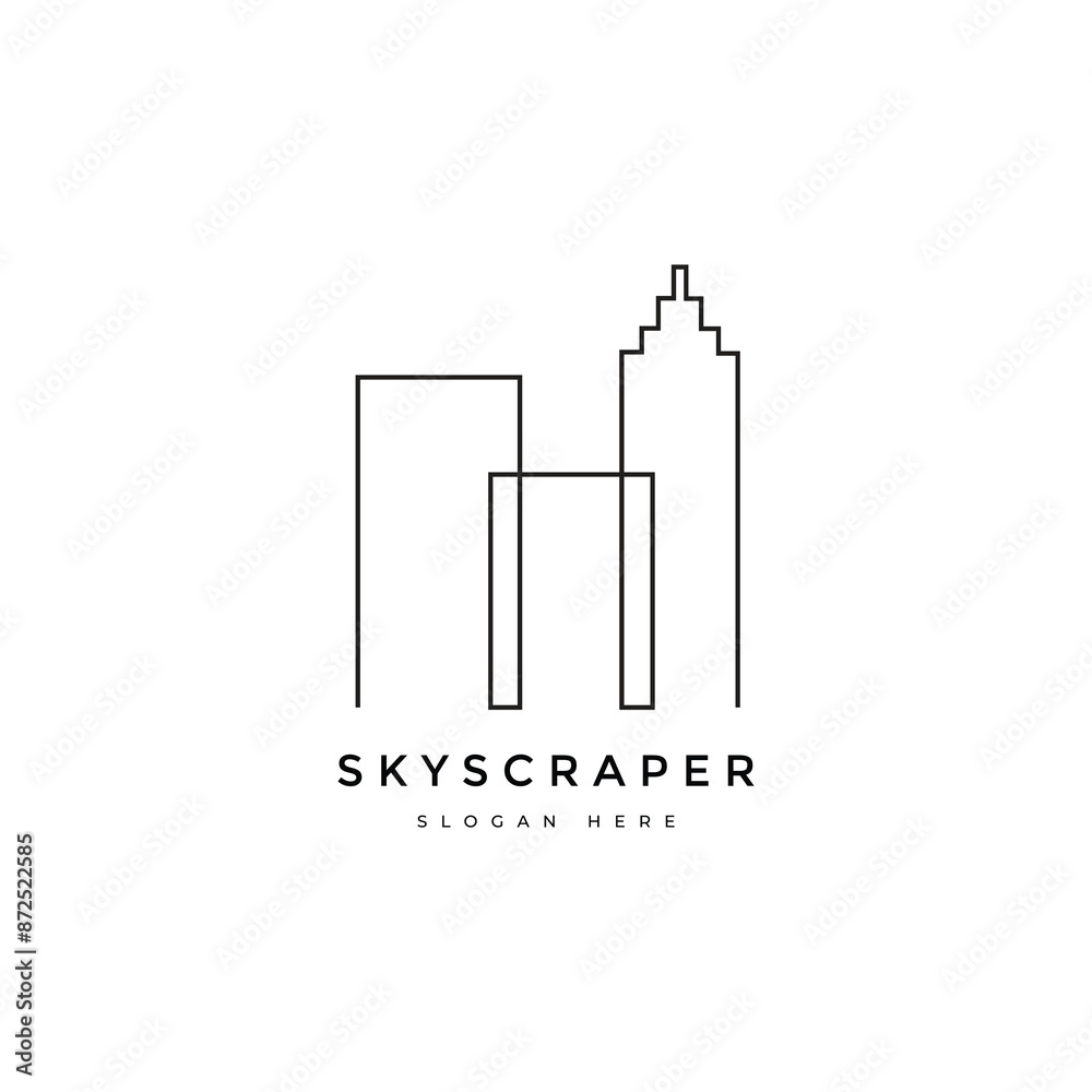 building skyscraper line logo design vector building skyscraper line logo design vector