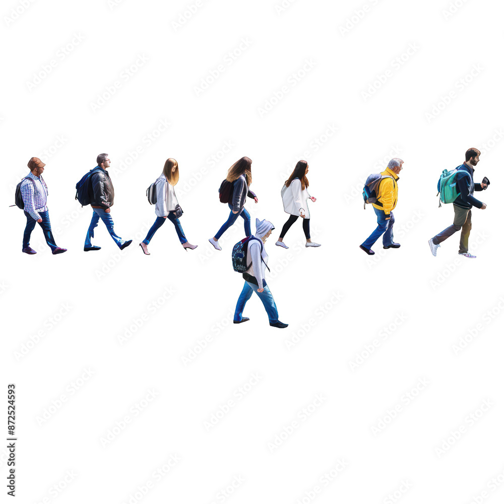 group of people isolated on a White Background