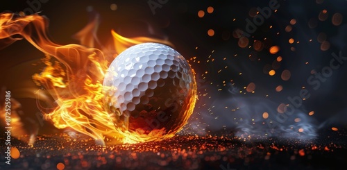 Golf Ball Engulfed in Fire With Smoke and Embers