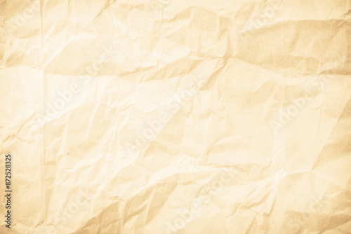 Old paper vintage texture surface for background. Recycle pale brown paper crumpled texture, Cream color recycled kraft paper texture blank with copy space for text.