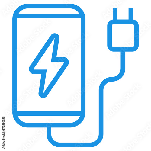 Charging phone icon with blue linear design 