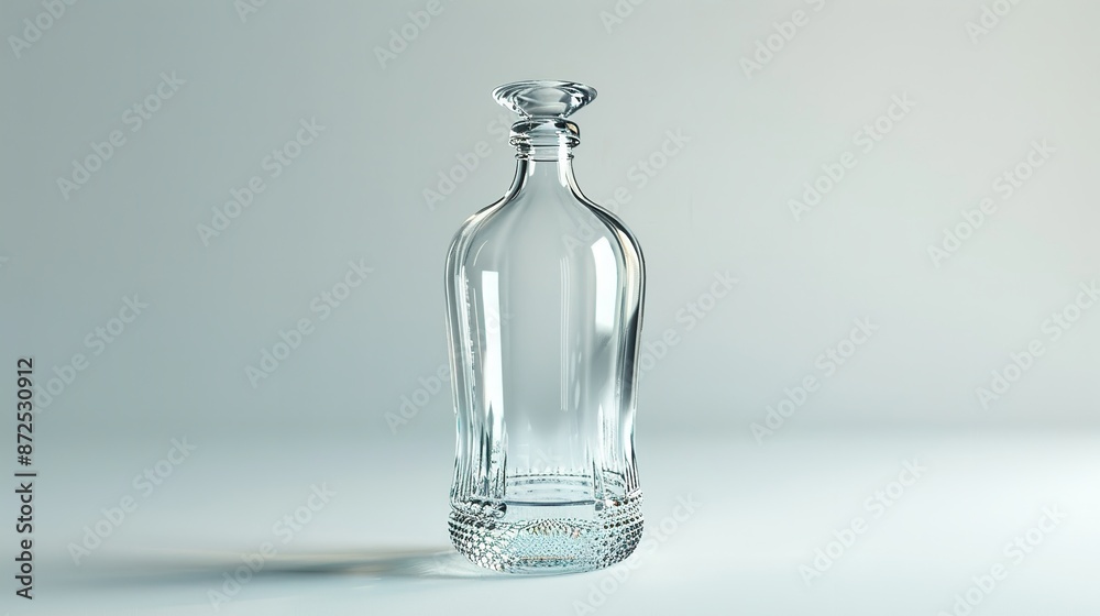 Luxury Glass Vodka Bottle Without Graphics on White Background Luxury Glass Vodka Bottle Without Graphics on White Background